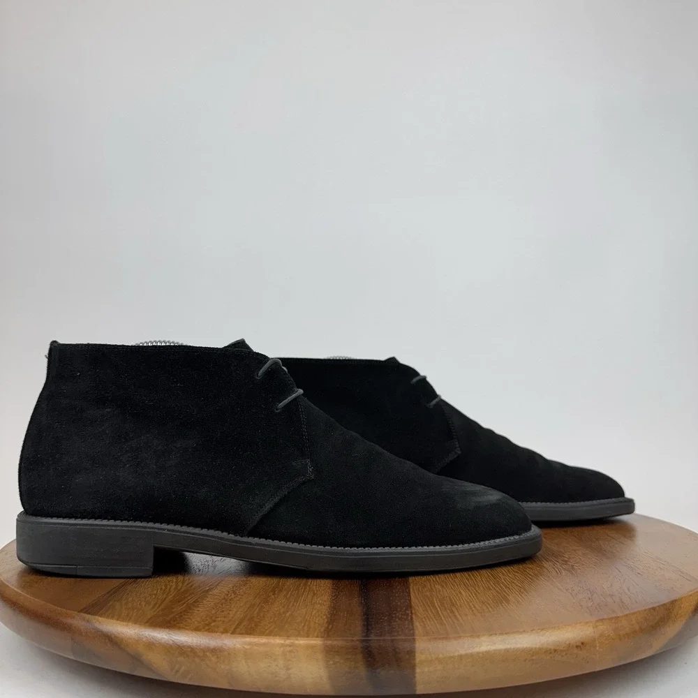 Mens Salvatore Ferragamo Black Suede Dress‎ Shoes Chukka Ankle Boots Size 7.5 D